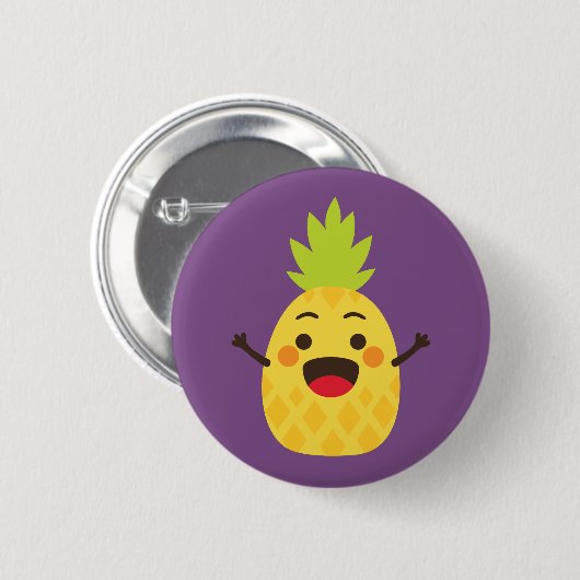 Hallo vrienden! Illustratie ananas Ronde Button 5,7 Cm (Voorkant /achterkant)
