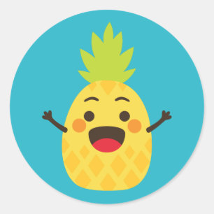 Hallo vrienden! Illustratie ananas Ronde Sticker