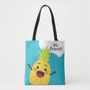 Hallo vrienden! Illustratie ananas Tote Bag