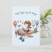 Hallo Vriendschap Kind Vliegt Whimsical Vliegtuig Kaart (Staand voorkant)