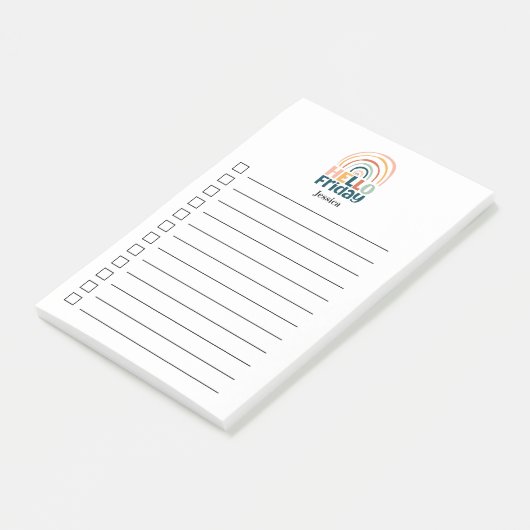 Hallo Vrijdag leuke regenboog retro kleurrijke boh Post-it® Notes (Schuin)