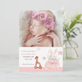 Hallo Vrolijke foto geboorte aankondiging (Staand voorkant)