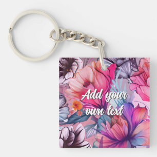 Hallo Vrolijke lente, roze vlinderbloem Sleutelhanger