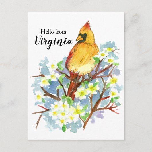 Hallo Vrouw van Virginia Kardinaal Dogwood Briefkaart (Voorkant)
