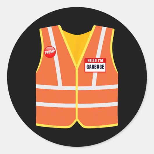 Hallo Vuilnisvest voor Trump Ronde Sticker (Voorkant)