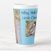 Hallo Waarom er kleine Chickadee Baby Blue Latte Mok (Voorkant)