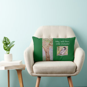 Hallo Waarom er weinig Chickadee Forest Green Kussen