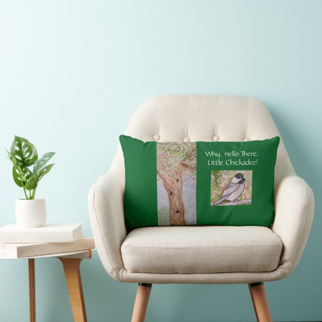 Hallo Waarom er weinig Chickadee Forest Green Kussen (Stoel)