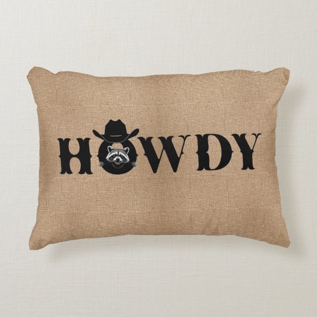 Hallo Wasberen Cowboyhoed Rustiek Accent Kussen (Voorkant)