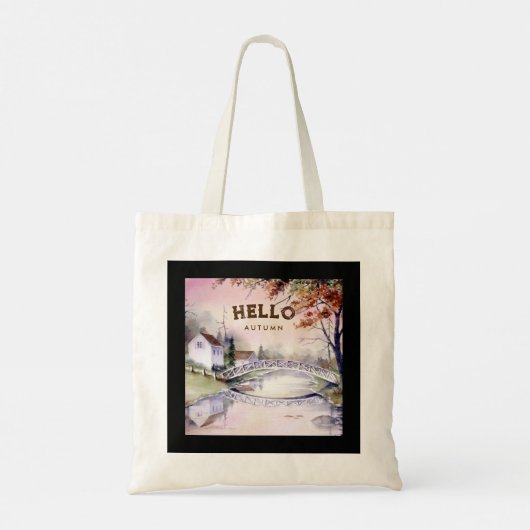 Hallo Waterverf herfstboogbrug Tote Bag (Achterkant)