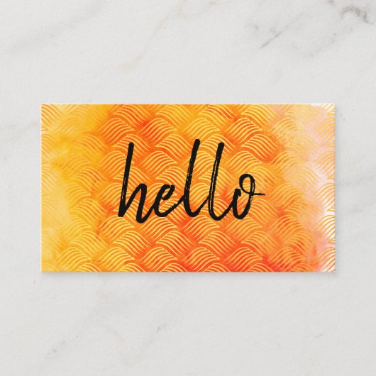 hallo Waterverf Oranje Weave Patroon Visitekaartje (Voorkant)