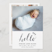 hallo Waterverf Script Baby Fotogeboorte Aankondiging (Voorkant / Achterkant)
