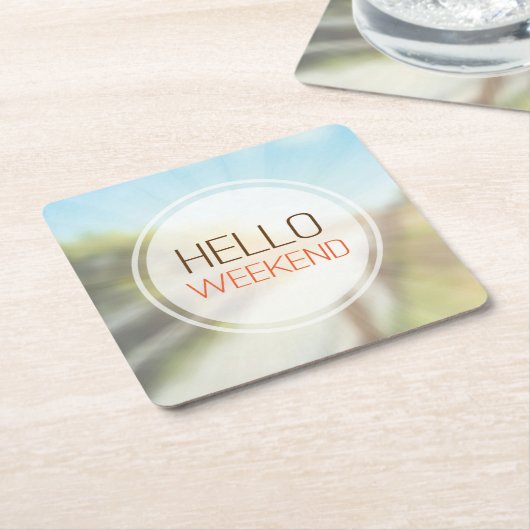 hallo Weekend 2 Kartonnen Onderzetters (Schuin)