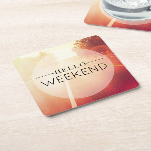 hallo Weekend 3 Kartonnen Onderzetters (Schuin)