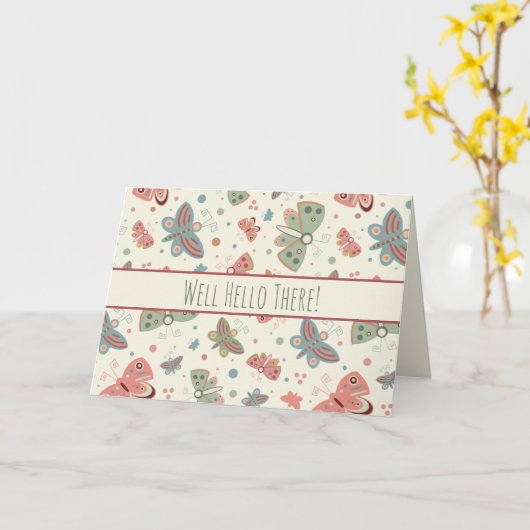 Hallo Wel hier Inspirivity Butterfly Notecard Kaart (Gele Bloem)