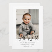hallo Welkome Baby Foto van World Script Aankondiging (Voorkant / Achterkant)