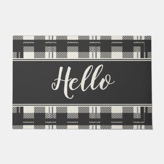 Hallo Welkomstdesign Buffalo Plaid Deurmat (Voorkant)