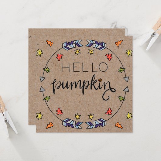 hallo wenskaart Pumpkin-herfst Kaart (Voorkant / Achterkant in situ)