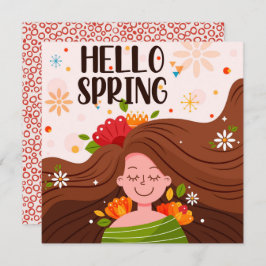 hallo Wenskaart Spring Girl Flowers