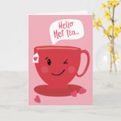 hallo Wenskaart van Hot Tea Punny Valentijns Kaart (Gele Bloem)