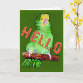 HALLO wenskaart van papegaai Kaart (Gele Bloem)