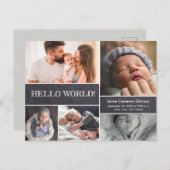 Hallo Wereld Aangepaste Baby Foto's geboortestatis Briefkaart (Voorkant / Achterkant)