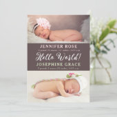 hallo wereld! Aankondiging moderne foto Twins Birt (Staand voorkant)