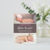 hallo wereld! Aankondiging moderne foto Twins Birt Briefkaart (Staand voorkant)