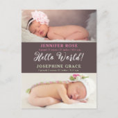 hallo wereld! Aankondiging moderne foto Twins Birt Briefkaart (Voorkant)