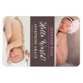 hallo wereld! Aankondiging moderne foto Twins Birt Magneet (Horizontaal)