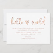 hallo wereld | Aankondiging van de geboorte van he (Achterkant)