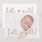 hallo wereld | Aankondiging van de geboorte van he (Voorkant / Achterkant)