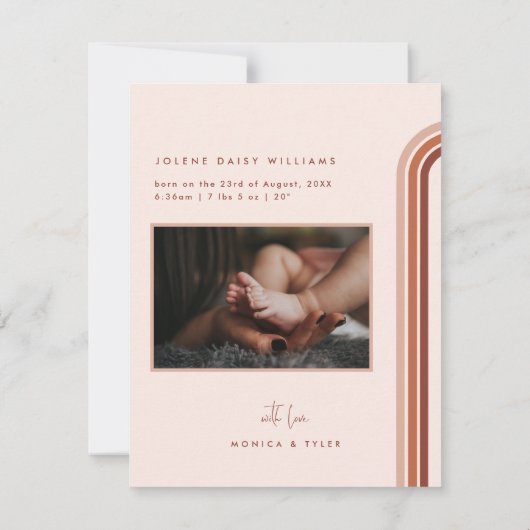 hallo wereld | Aankondiging van retro Boho Birth (Achterkant)