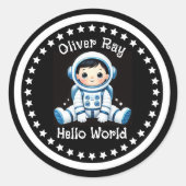 Hallo Wereld Astronaut Custom Ronde Sticker (Voorkant)