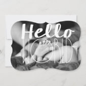 Hallo Wereld Baby aankondiging |5x7 uitnodigen beu (Voorkant)