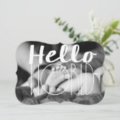 Hallo Wereld Baby aankondiging |5x7 uitnodigen beu (Staand voorkant)