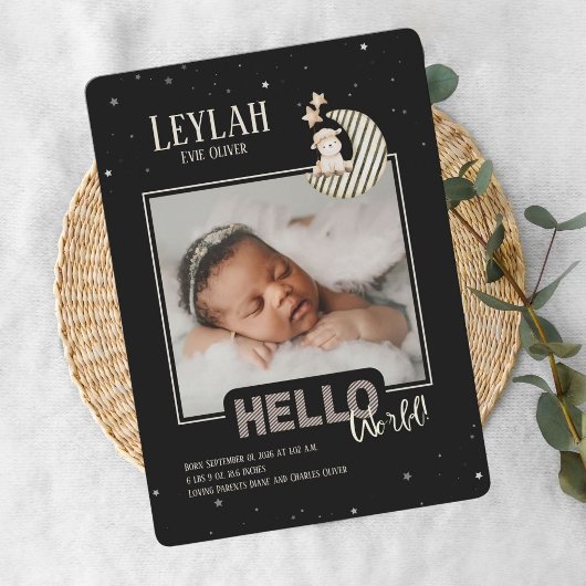 Hallo Wereld Baby Aankondiging Kaart