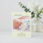 Hallo, Wereld Baby Aankondigingskaart Aankondiging (Staand voorkant)