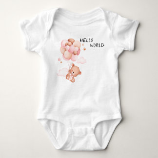 Hallo Wereld" Baby Bodysuit | Teddybeer en ballonn