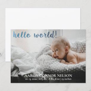 hallo wereld! Baby Boy Birth Announement Kaart