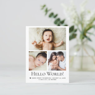 Hallo Wereld! Baby Foto Geboorteaankondiging Briefkaart