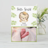 hallo Wereld baby Koning safari dieren Aankondiging (Staand voorkant)