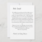 hallo Wereld baby Koning safari dieren Aankondiging (Achterkant)