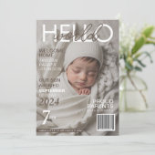 Hallo Wereld Baby Magazine geboorte aankondiging (Staand voorkant)