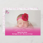 Hallo Wereld Baby Meisje Geboorte aankondiging (Voorkant / Achterkant)