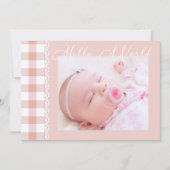 Hallo Wereld Baby Meisje Geboorte aankondiging (Voorkant)