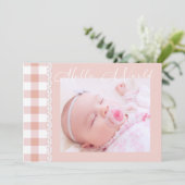 Hallo Wereld Baby Meisje Geboorte aankondiging (Staand voorkant)