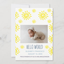 Hallo Wereld Boho Zon Geboorte Baby Aankondiging