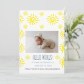 Hallo Wereld Boho Zon Geboorte Baby Aankondiging (Staand voorkant)