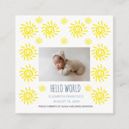 Hallo Wereld Boho Zon Geboorte Baby Aankondiging